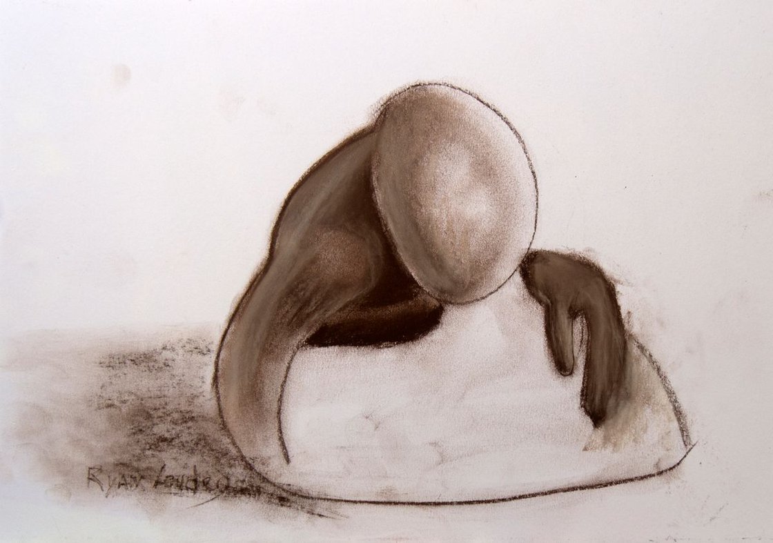 Abstract Figure 9x12 charcoal on paper by Ryan Louder - Sold