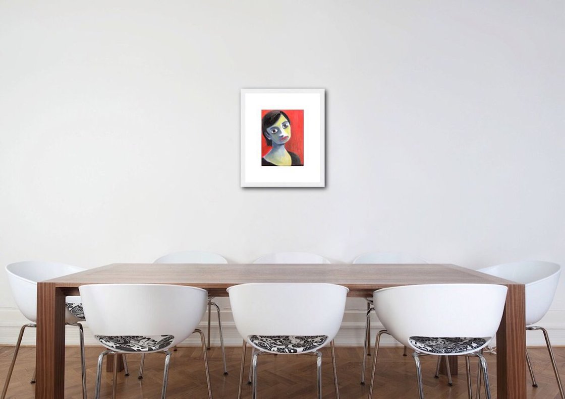 A painting titled 'Portrait Of A Woman "The Glance" Oil On Canvas 12x9 by Ryan Louder' by Ryan Louder