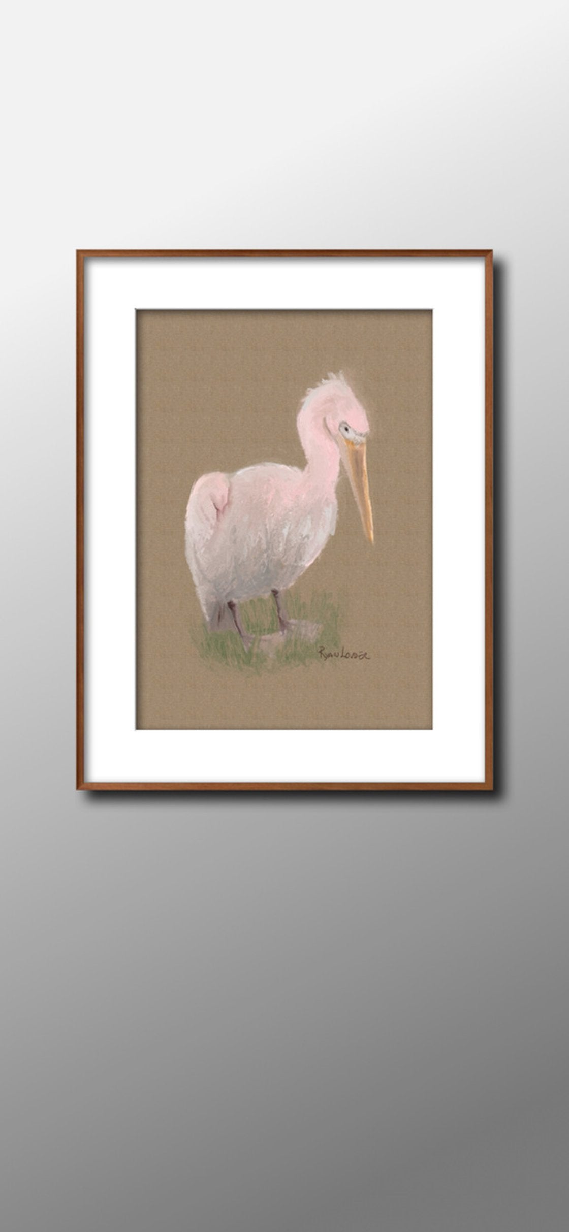 A painting titled 'Fly little Pelican Fly by Ryan Louder' by Ryan Louder