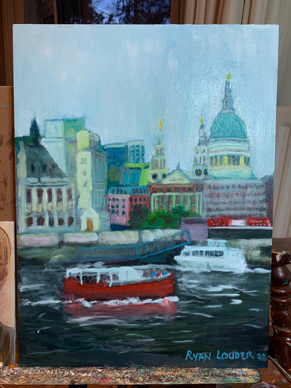 A painting titled 'St Paul’s From The Thames by Ryan Louder' by Ryan Louder