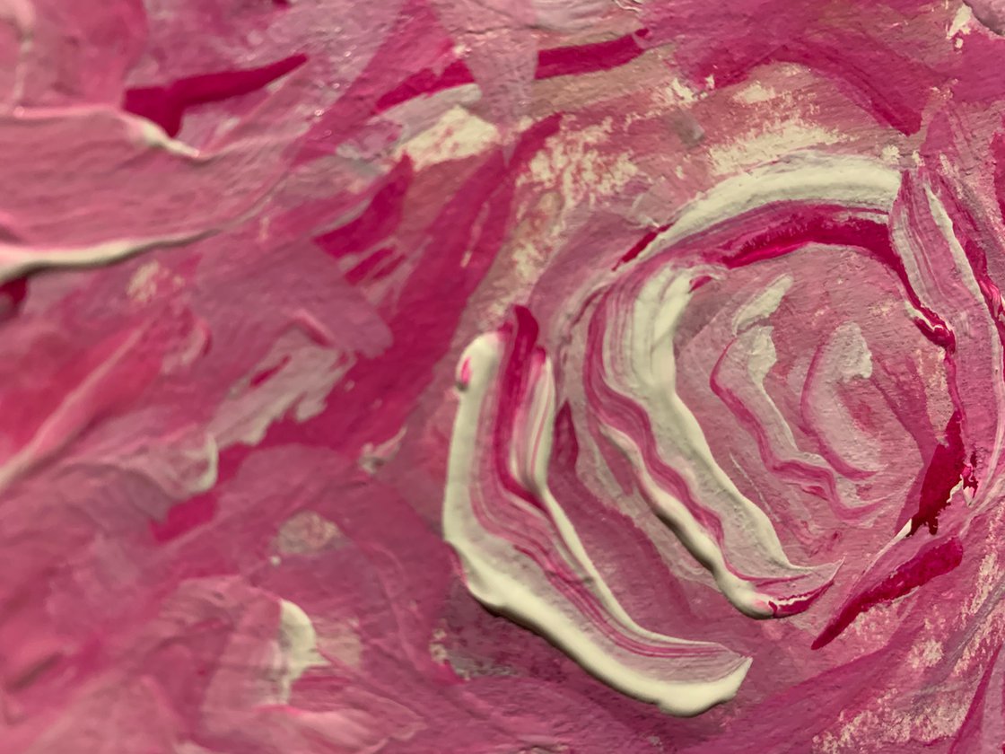 A Bed Of Pink Roses - Flower Study 12x16 on paper by Ryan Louder