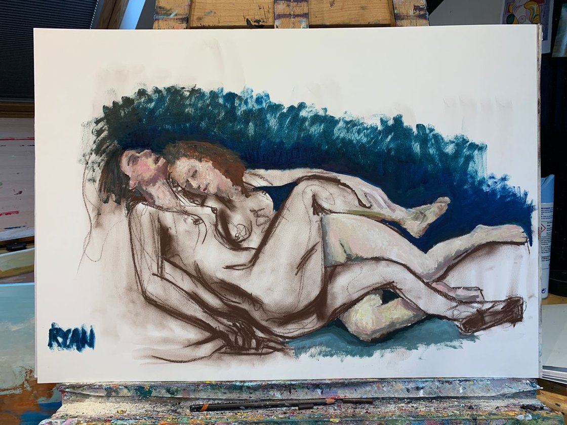 Nudes - The Sleepers Study In Oil and Charcoal by Ryan Louder