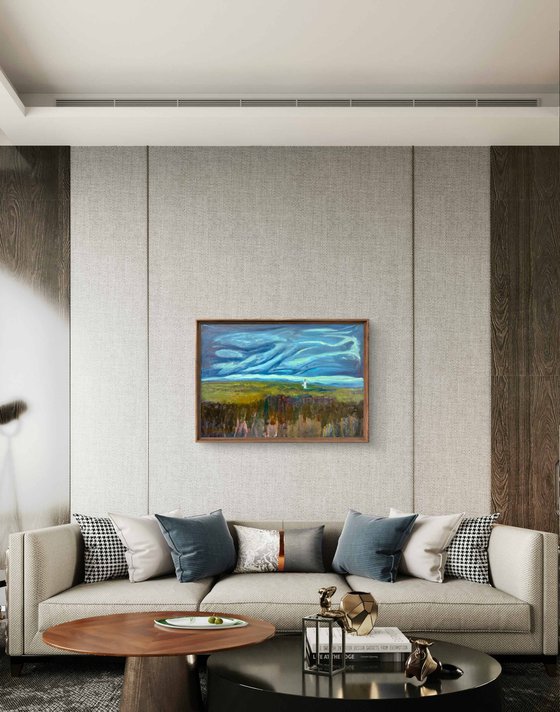 A painting titled 'Between Two Worlds by Ryan Louder' by Artworks by Ryan Louder