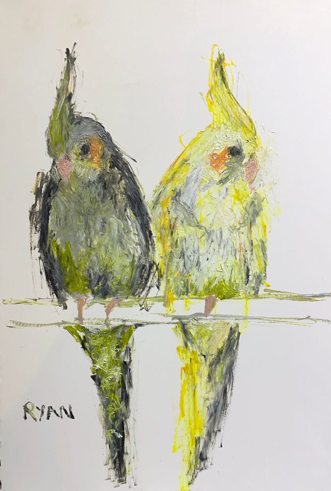 Cockatiels by Ryan Louder - Sold