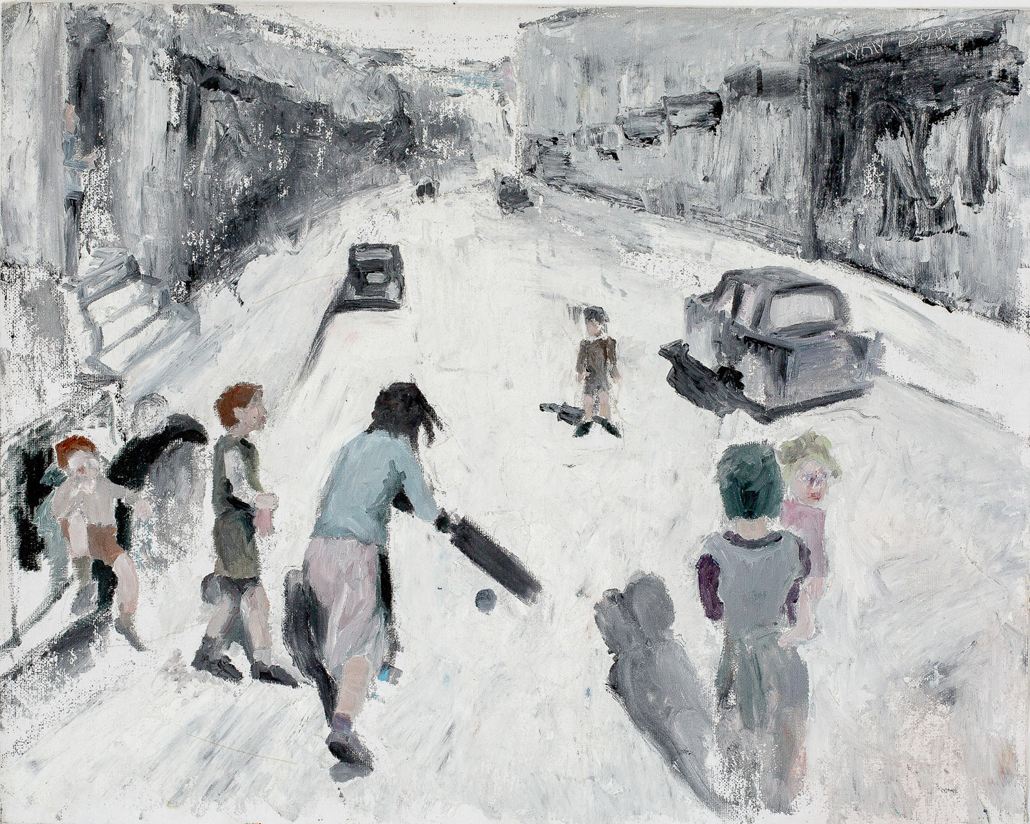 A painting titled 'Playing Cricket' by London Paintings