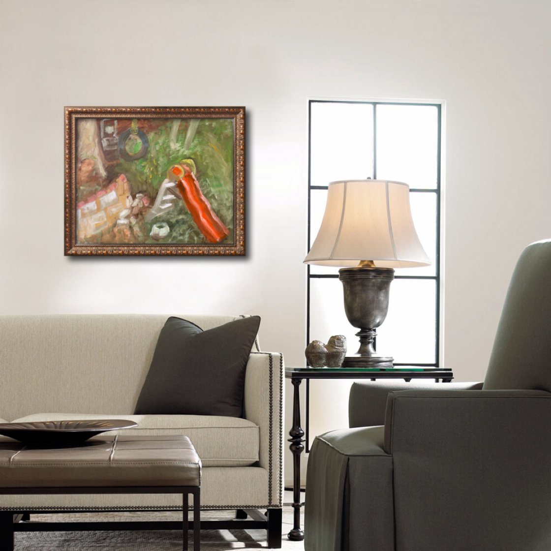 A painting titled 'The Orange Slide by Ryan Louder' by Ryan Louder
