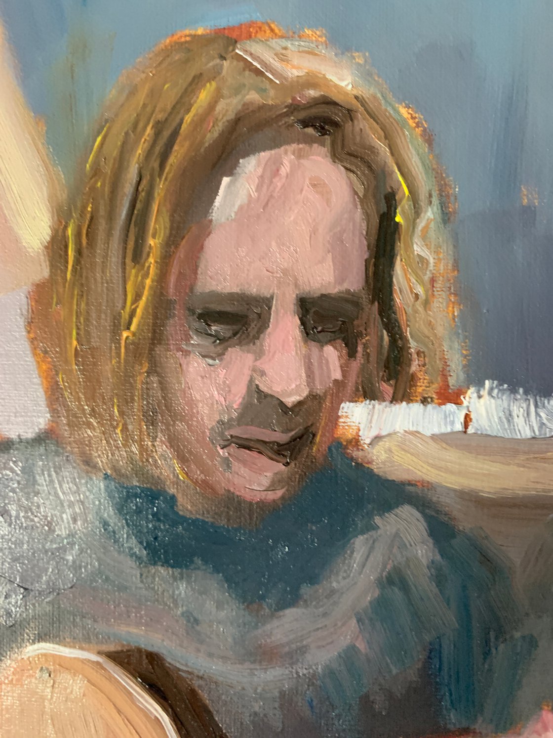 A painting titled 'Guitar Player by Ryan Louder' by Ryan Louder