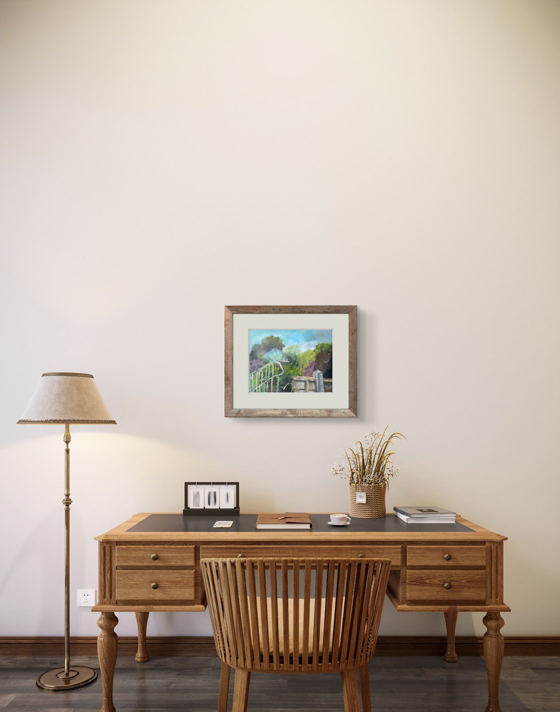 A painting titled 'Over The Fence To Hampstead Heath by Ryan Louder' by Ryan Louder