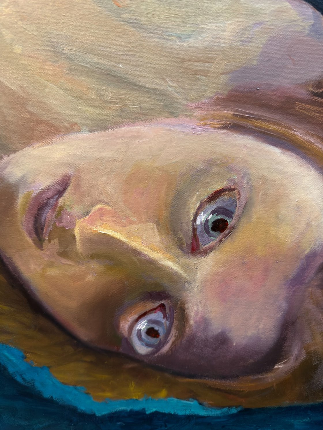 A painting titled 'Zomer Nude On Blue Velvet by Ryan Louder' by Ryan Louder