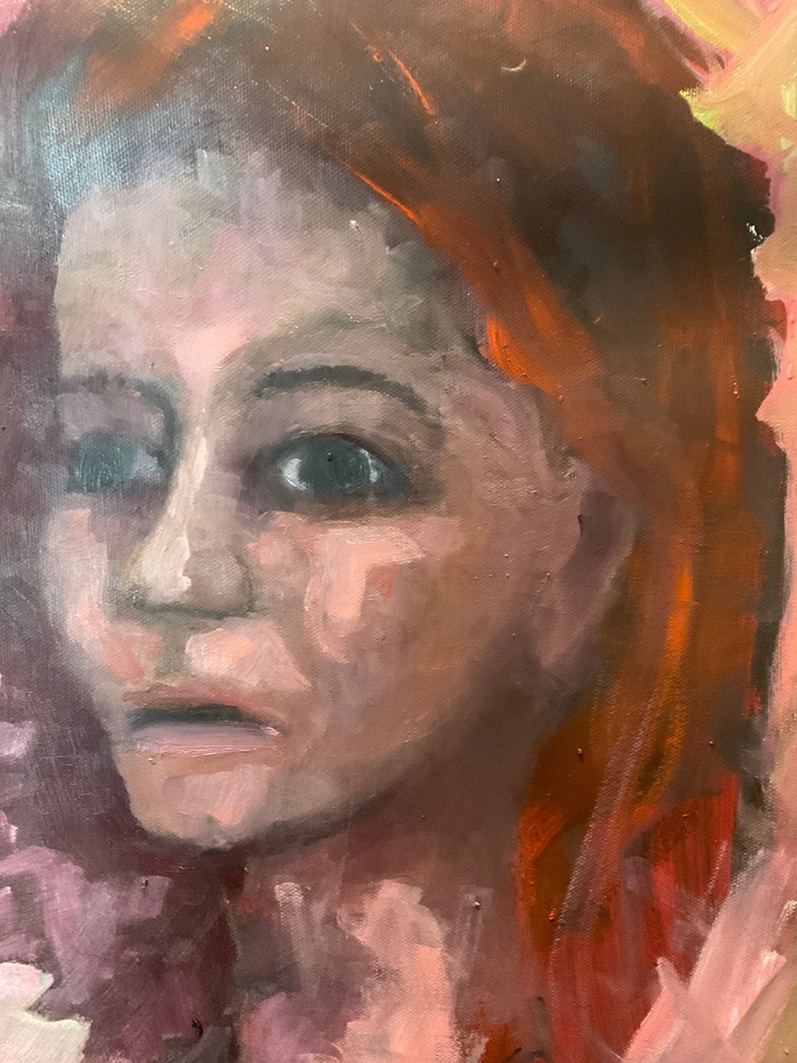 A painting titled 'Woman In Red by Ryan Louder' by Ryan Louder