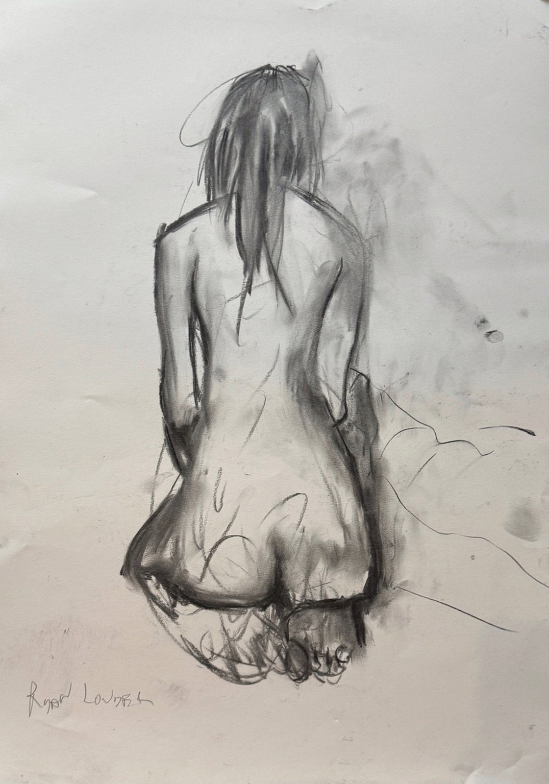 Nude Zoma - 16x23 Oil and Charcoal On Paper by Ryan Louder