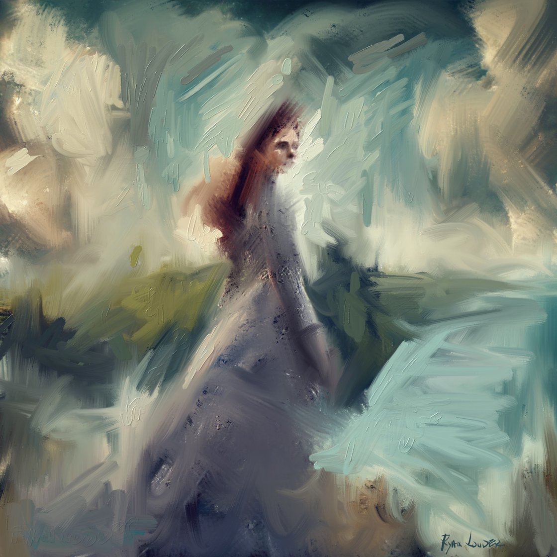 A painting titled 'Is No One Free by Ryan Louder' by Ryan Louder