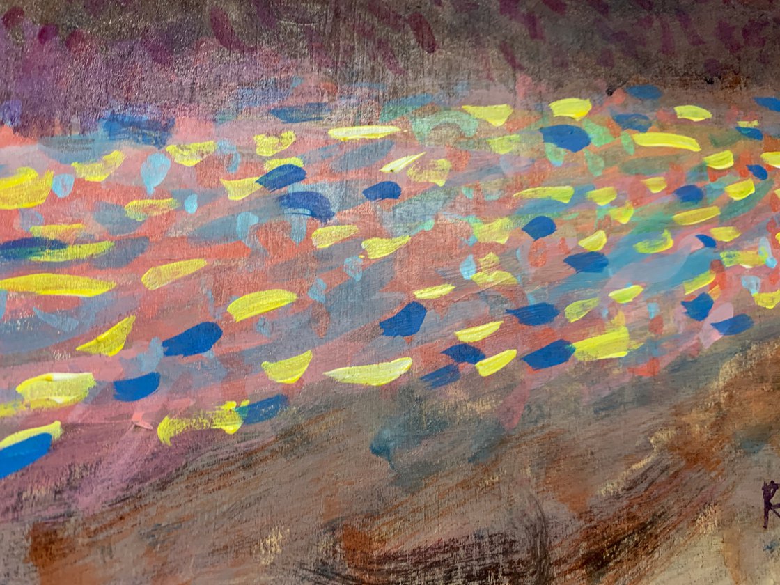 A painting titled 'Flute Player In The Park by Ryan Louder' by Ryan Louder