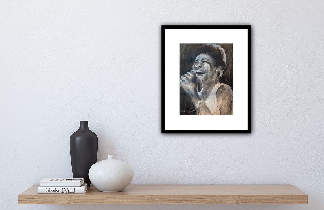 A painting titled 'Aretha Franklin by Ryan Louder' by Ryan Louder
