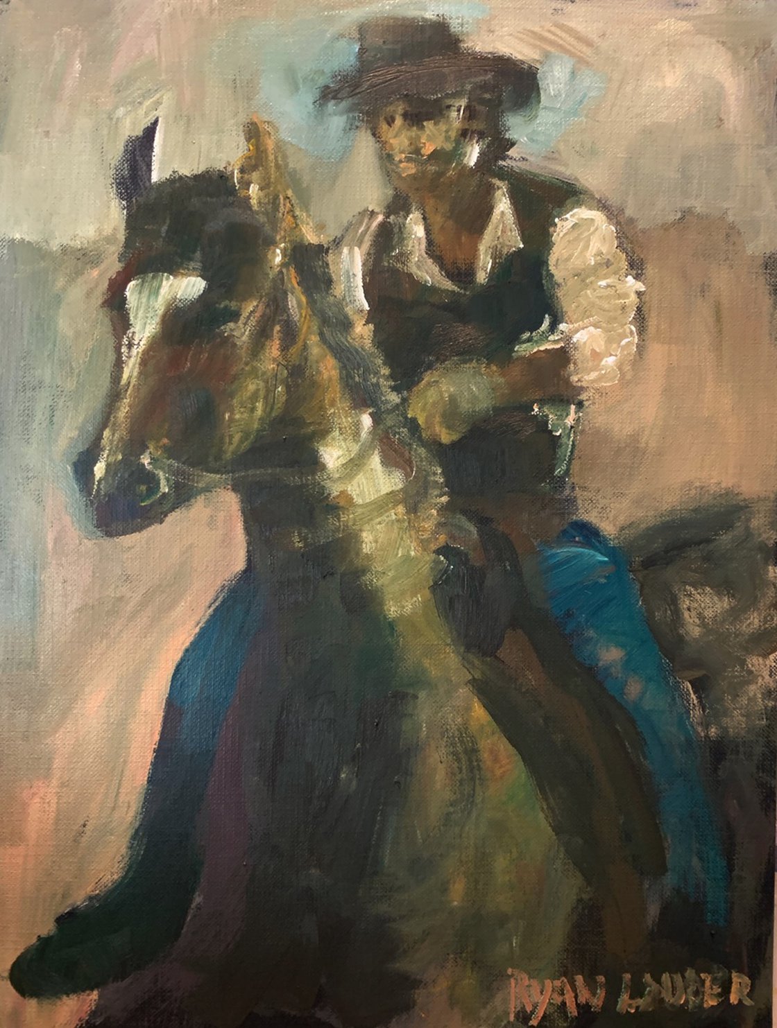 A painting titled 'Cowboy 2 by Ryan Louder' by Ryan Louder