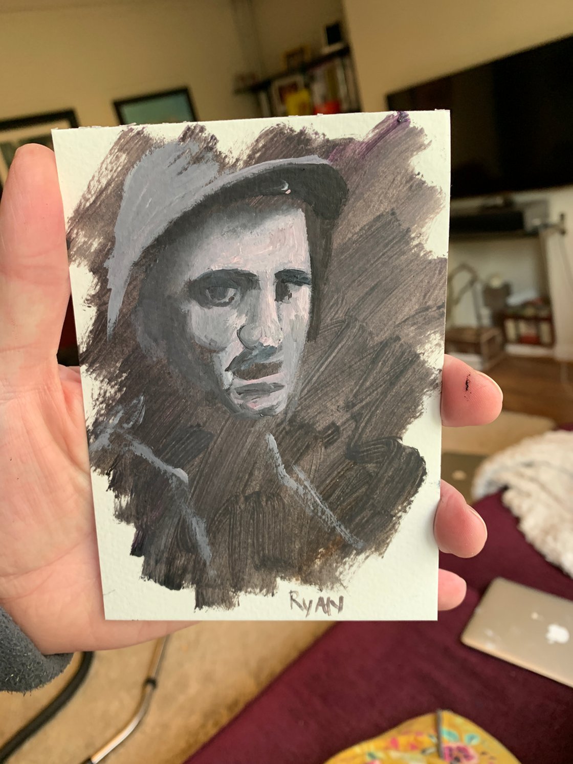 World War One Soldier Study 6x4 by Ryan Louder - Sold
