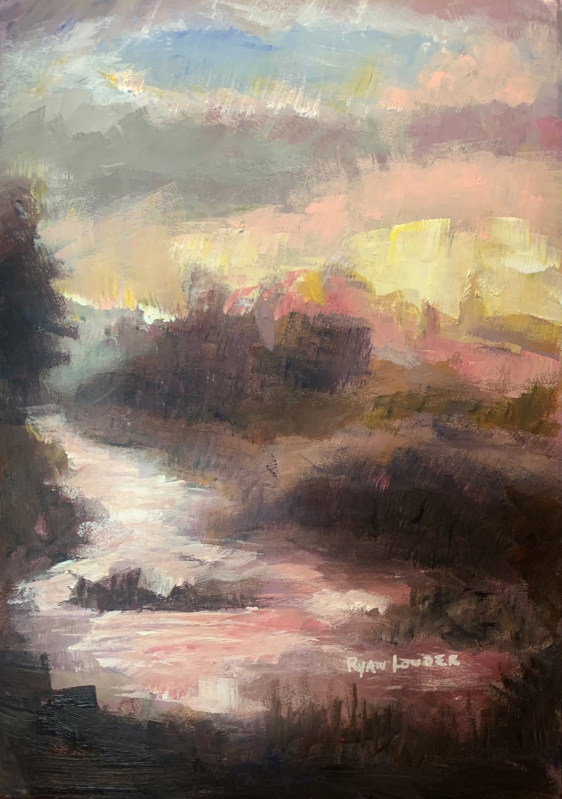 A painting titled 'River by Ryan Louder' by Ryan Louder