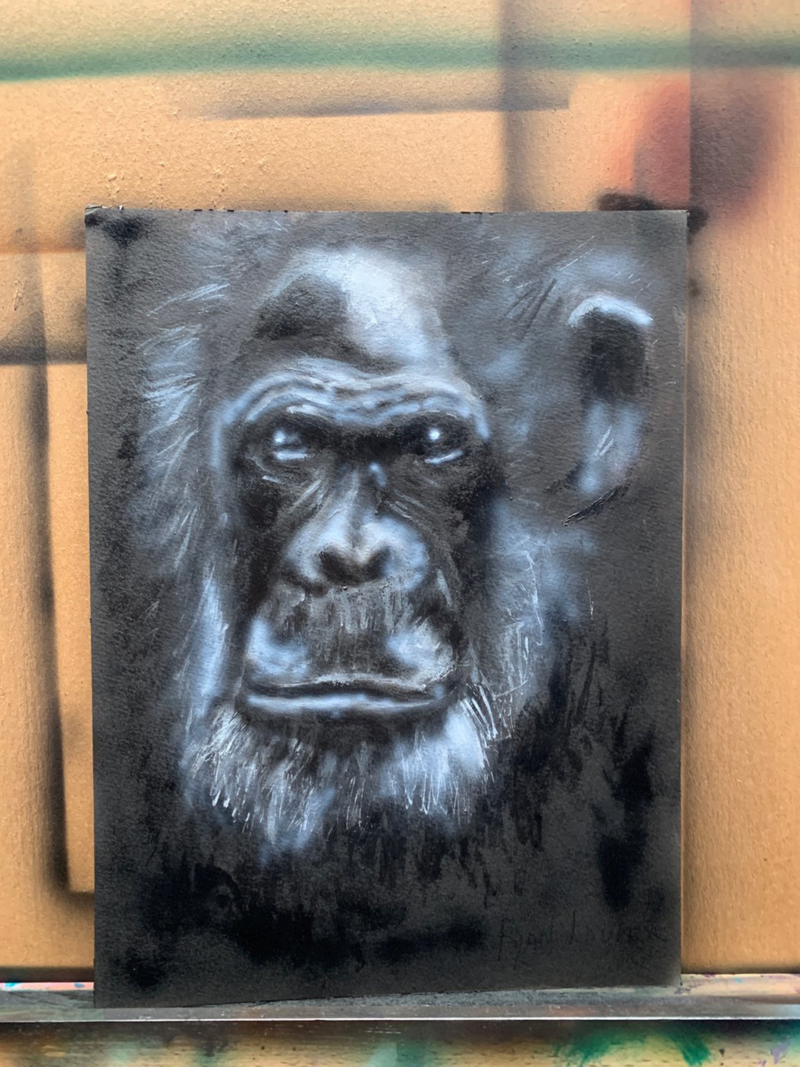 A painting titled 'Old Boy by Ryan Louder' by Ryan Louder