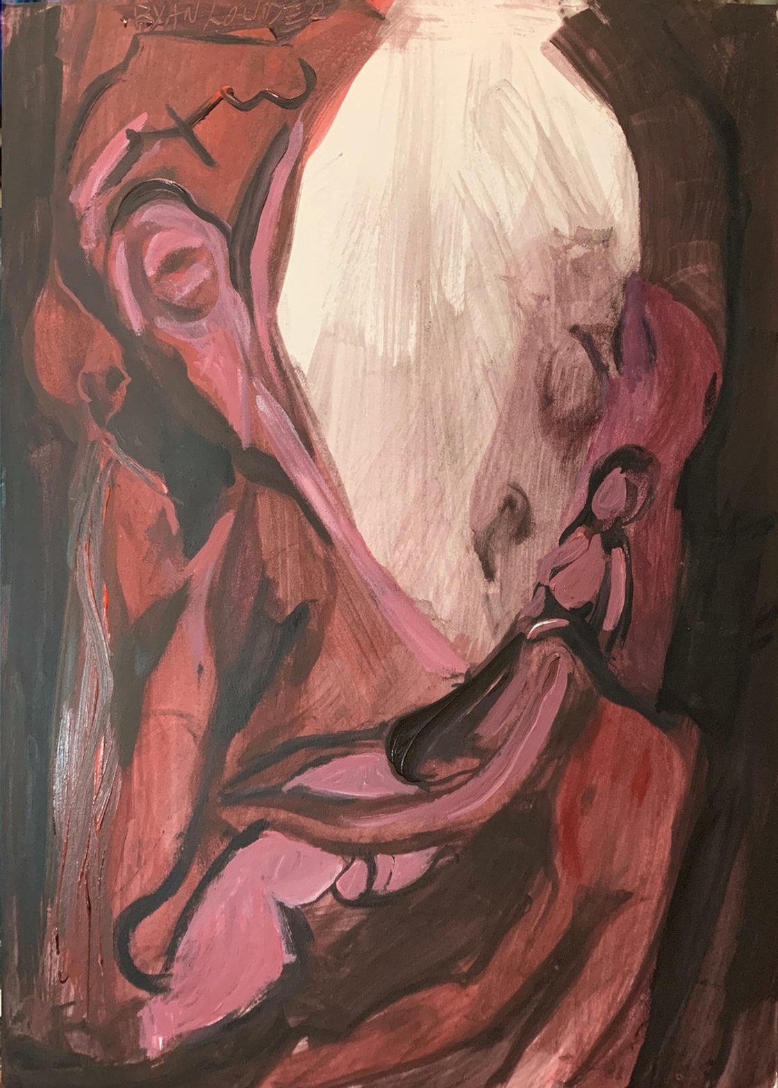 A painting titled 'Three Dream Study’s In Red by Ryan Louder' by Ryan Louder