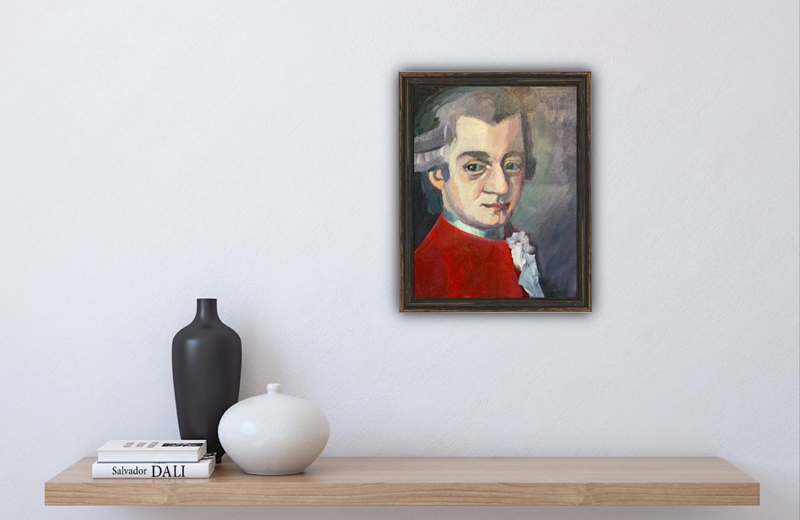 A painting titled 'Mozart study in oil by Ryan Louder' by Ryan Louder