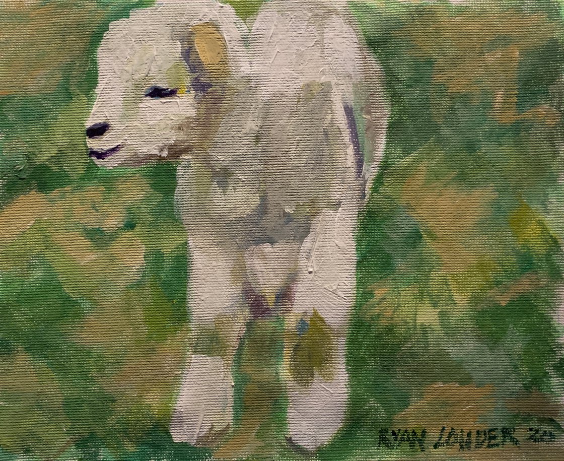 A painting titled 'Lamb by Ryan Louder' by Ryan Louder