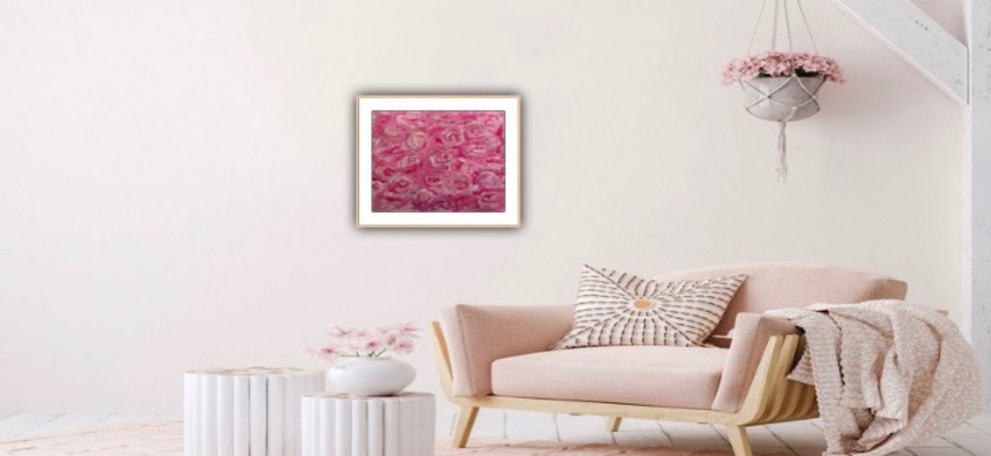 A Bed Of Pink Roses - Flower Study 12x16 on paper by Ryan Louder