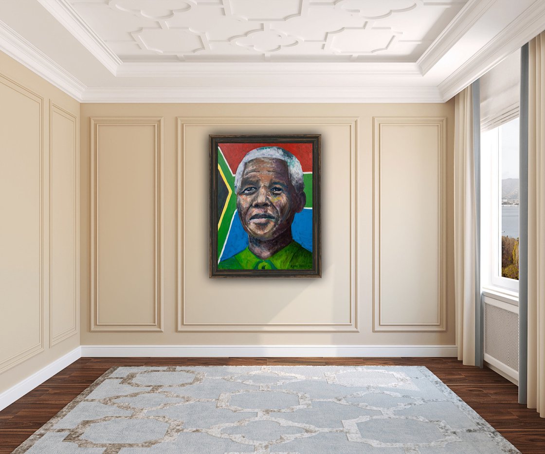 A painting titled 'Nelson Mandela by Ryan Louder' by Ryan Louder