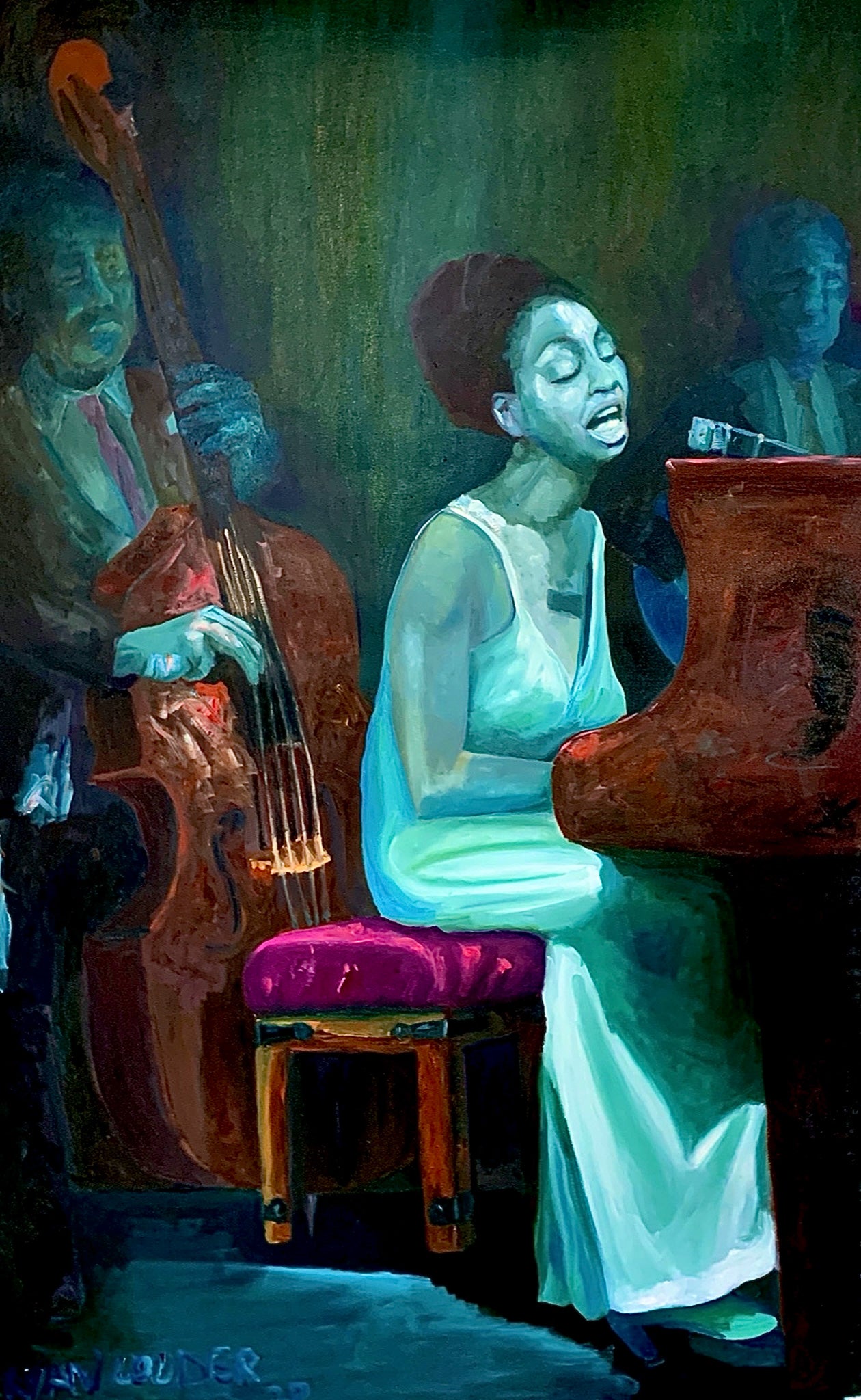 A painting titled 'Nina Singing The Blues' by London Paintings
