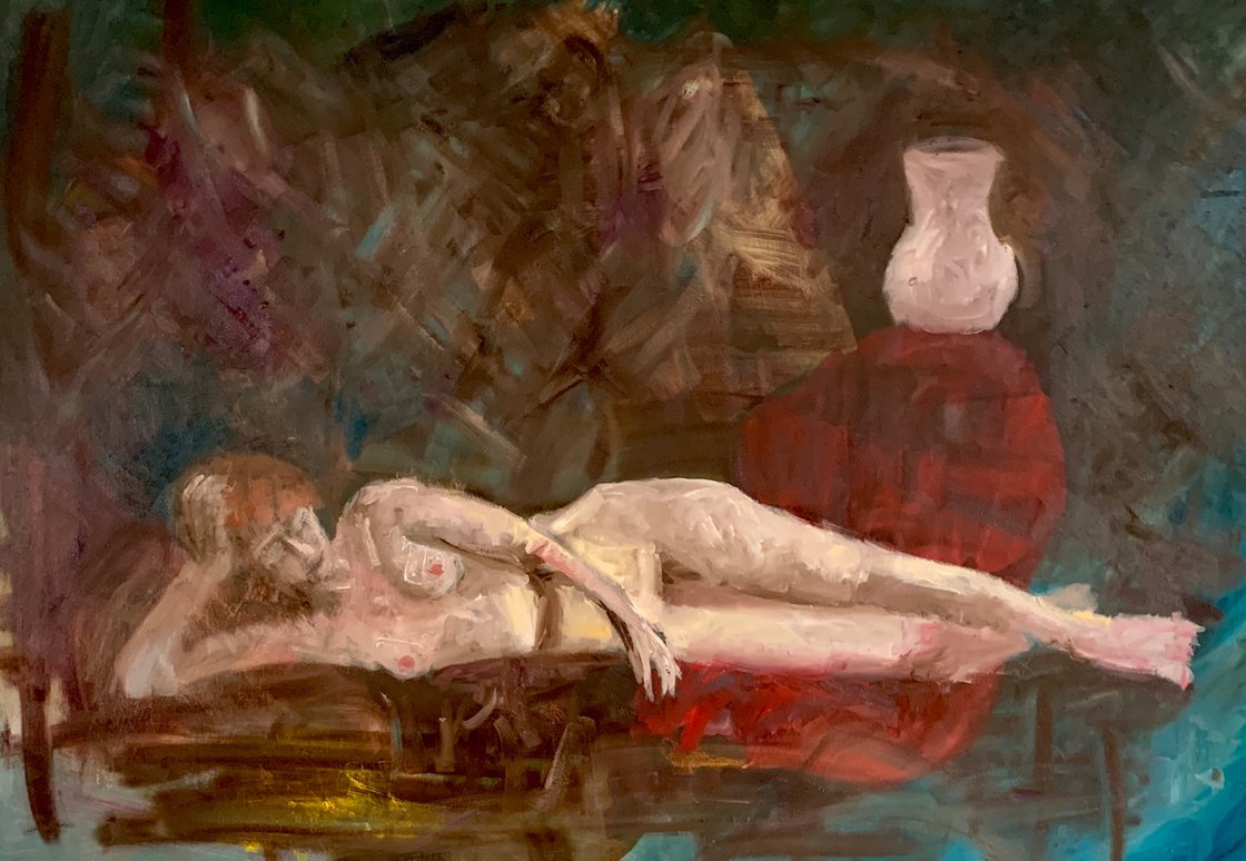 Nude with a White Vase by Ryan Louder - Sold