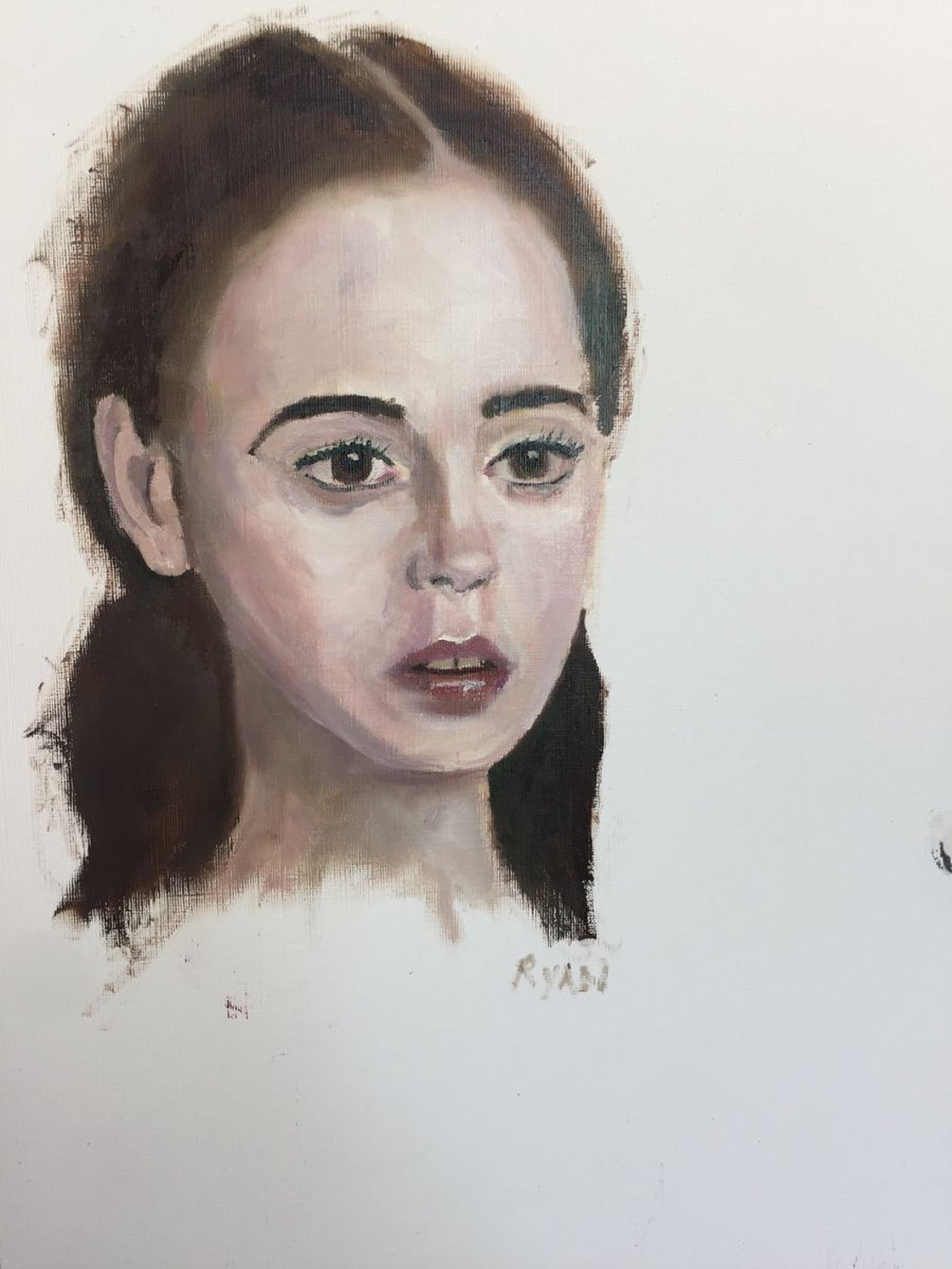 Elisa Study - Portrait of a Girl 16x12 Oil On Paper by Ryan Louder