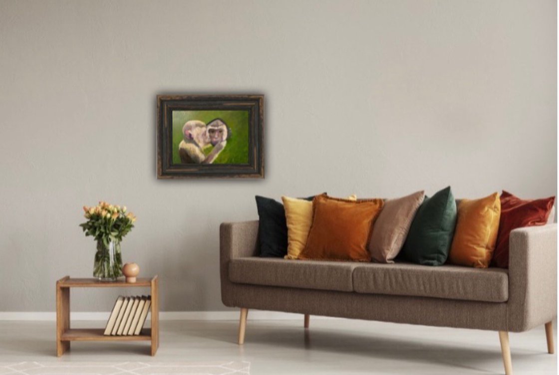 A painting titled 'Monkey and a Mirror by Ryan Louder' by Ryan Louder