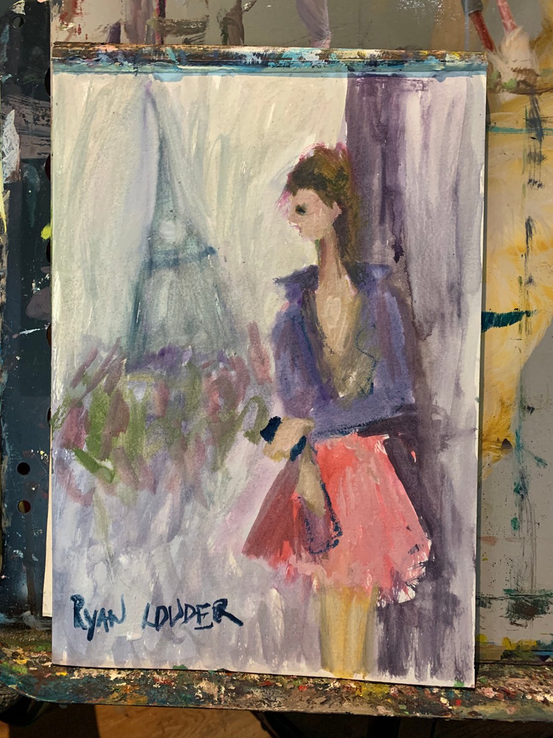 A painting titled 'Young Woman In Paris by Ryan Louder' by Ryan Louder