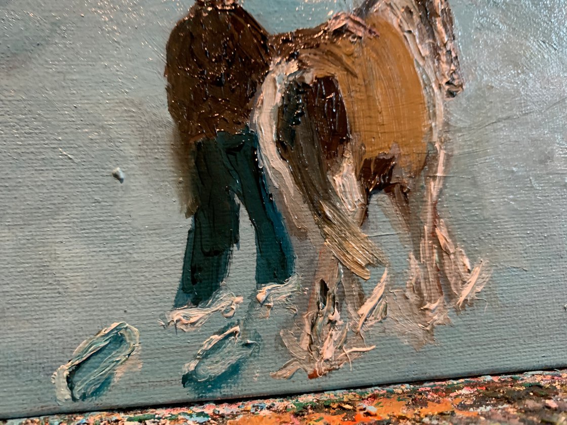 Warming His Horse On A Winter Night by Ryan Louder - Sold