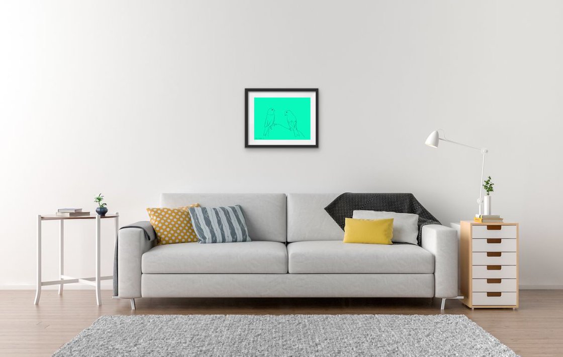 A painting titled '2 Birds 9x12 by Ryan Louder' by Ryan Louder