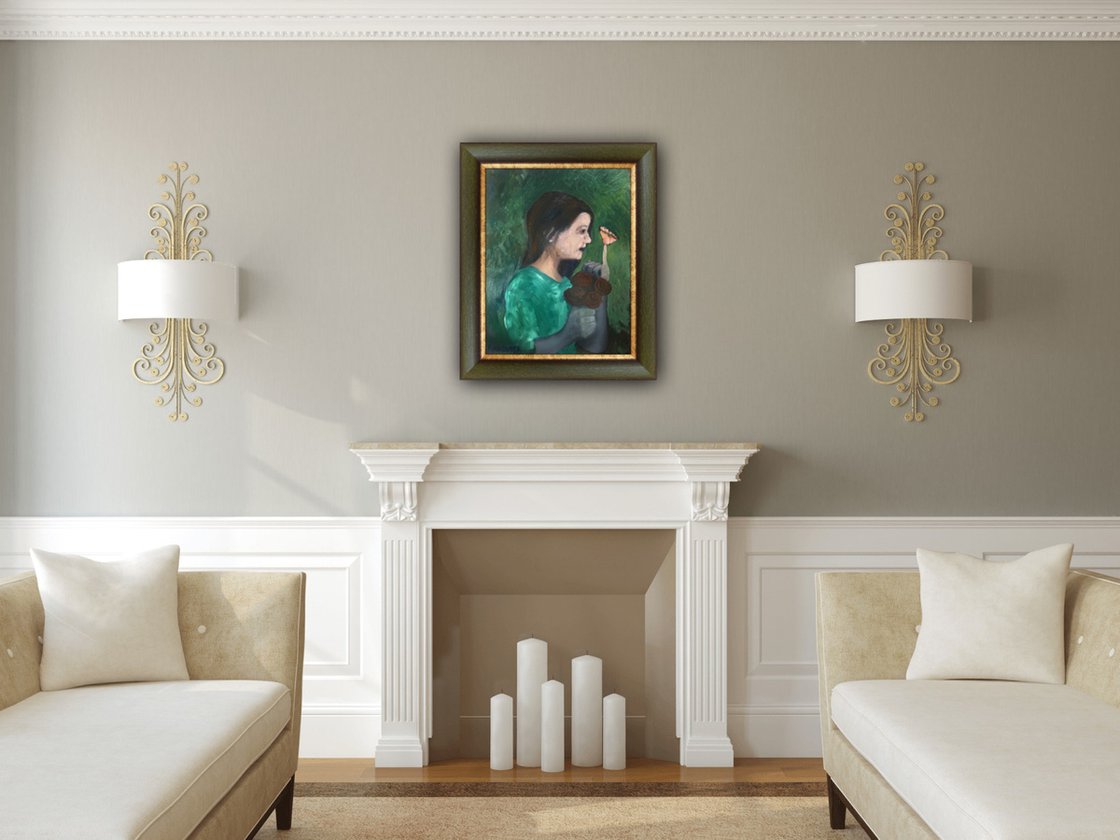 A painting titled 'Girl and Butterfly by Ryan Louder' by Ryan Louder