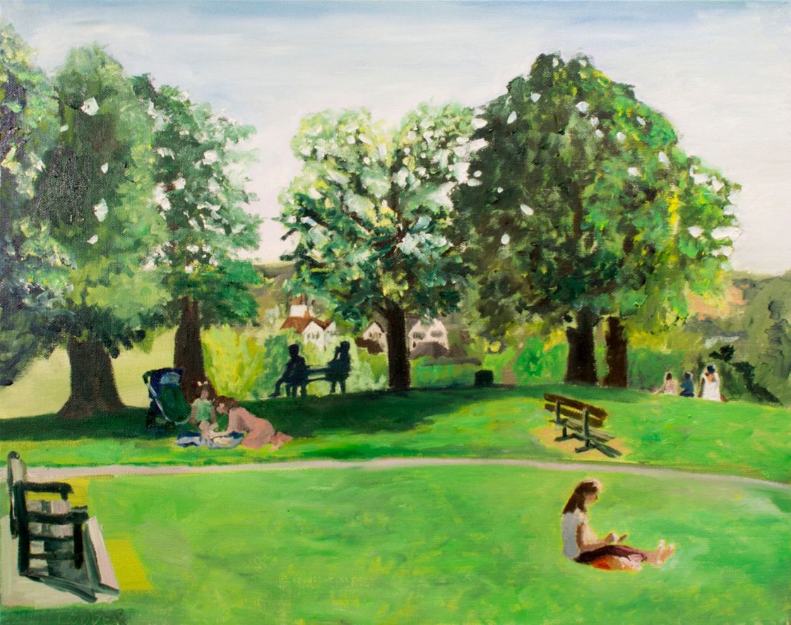 A painting titled 'Springtime In A Park 16x20 by Ryan Louder' by Ryan Louder