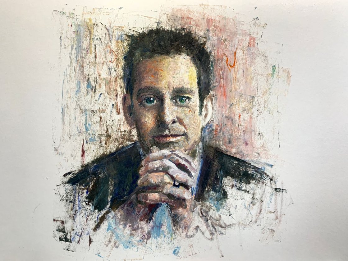 A painting titled 'Waking Up With Sam Harris by Ryan Louder' by Ryan Louder