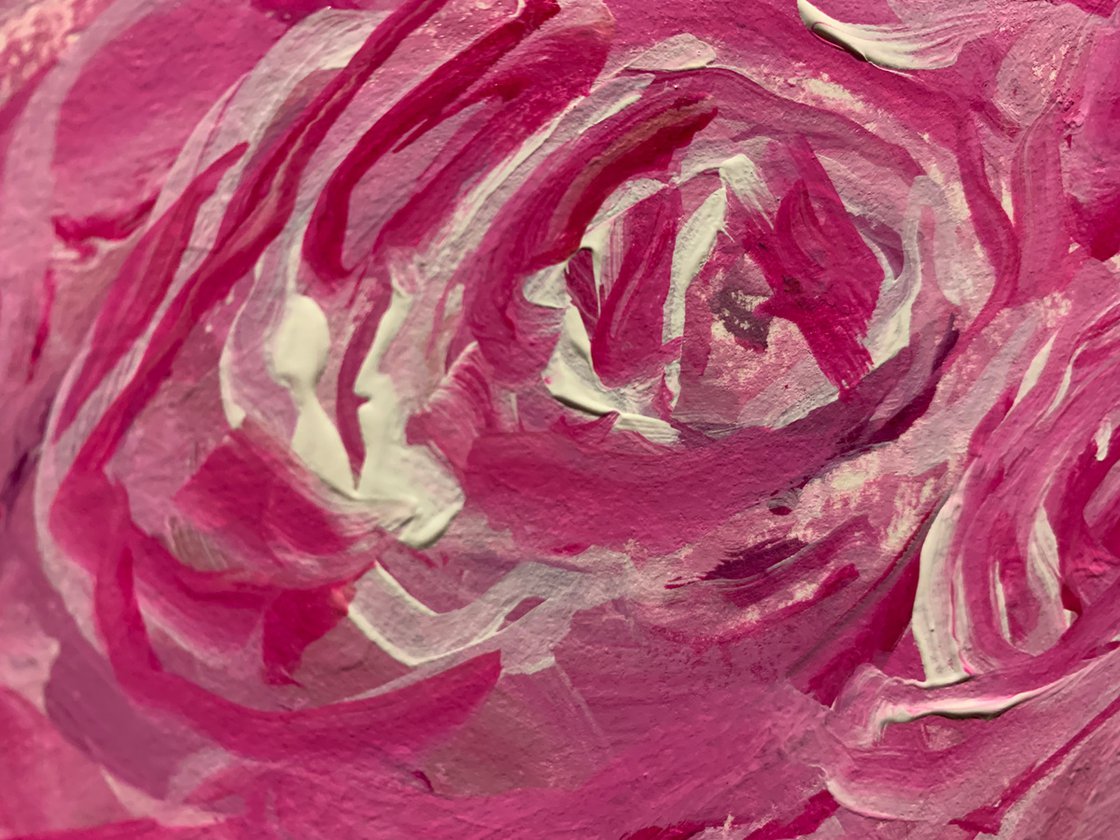 A Bed Of Pink Roses - Flower Study 12x16 on paper by Ryan Louder