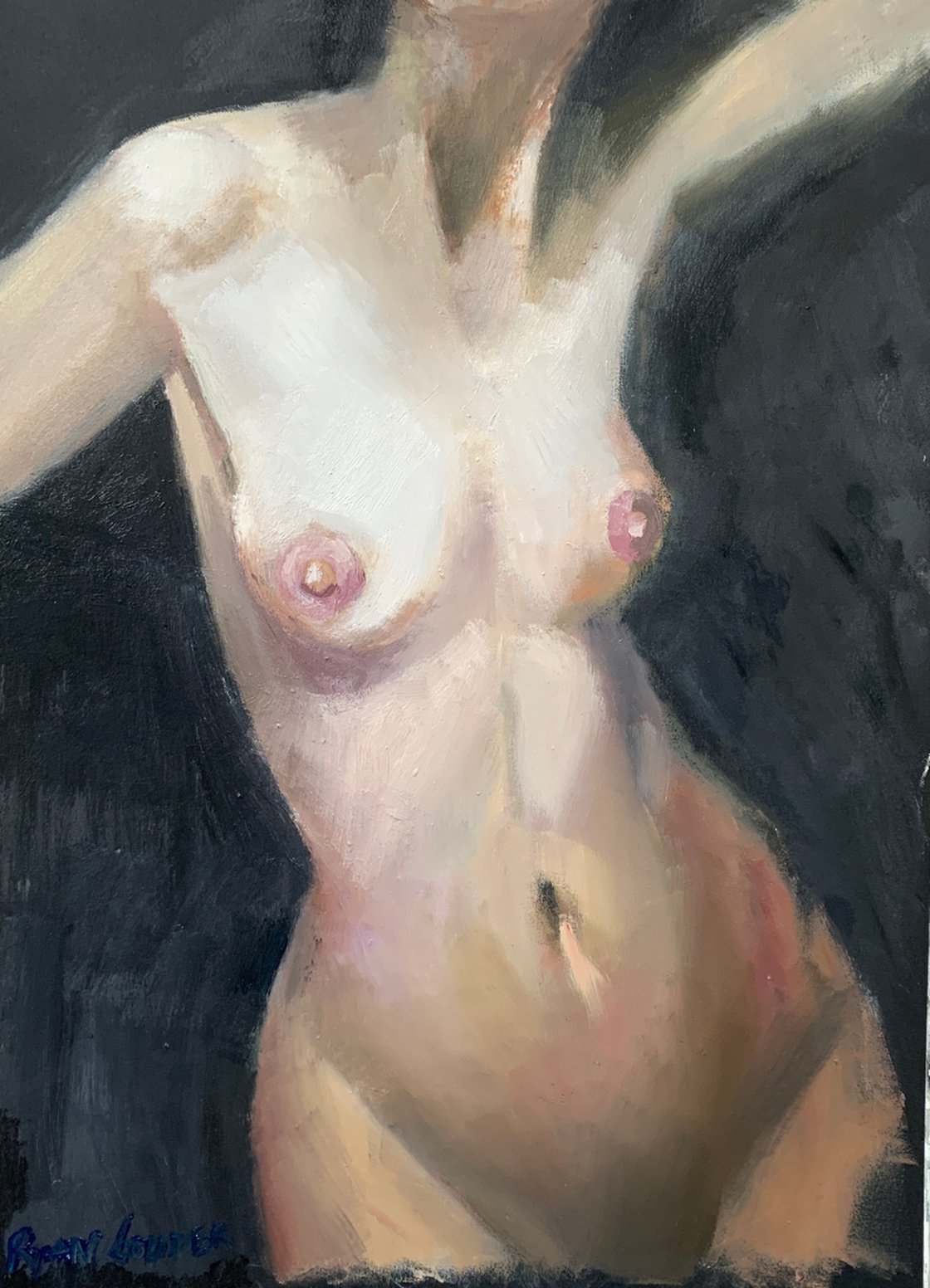 A painting titled 'Bust of a Female Figure by Ryan Louder' by Ryan Louder
