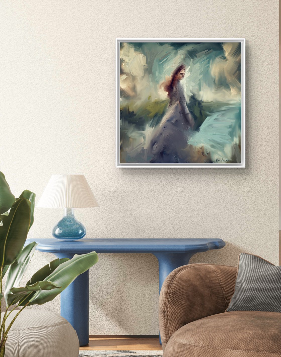 A painting titled 'Is No One Free by Ryan Louder' by Ryan Louder