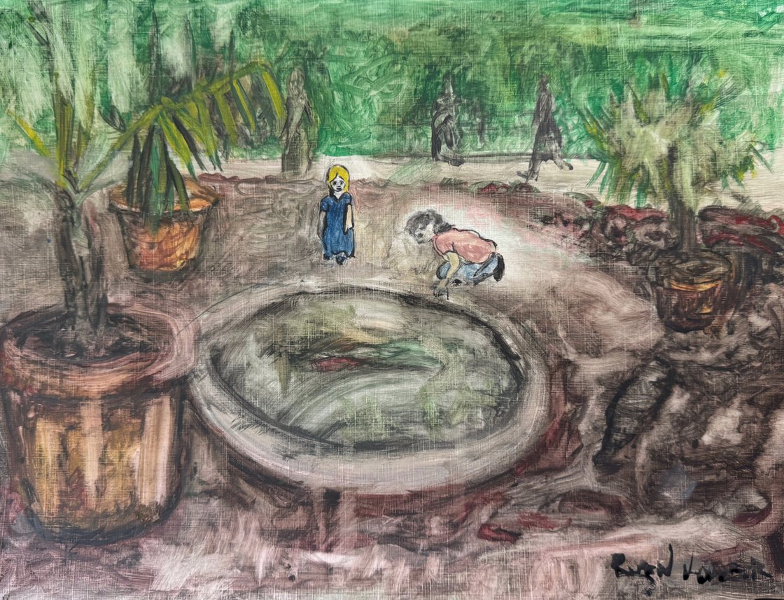 A painting titled 'Spotting Fish by Ryan Louder' by Ryan Louder