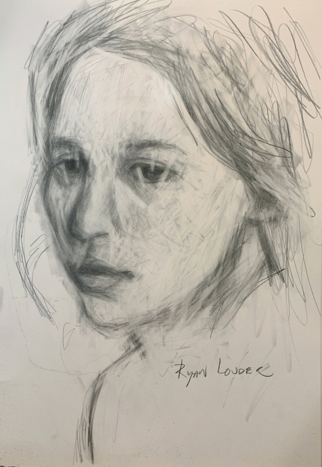 A painting titled 'Portrait Of A Woman Study by Ryan Louder' by Ryan Louder