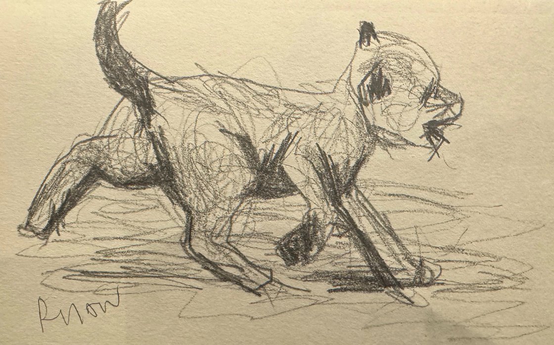 A painting titled 'Puppy by Ryan Louder' by Ryan Louder