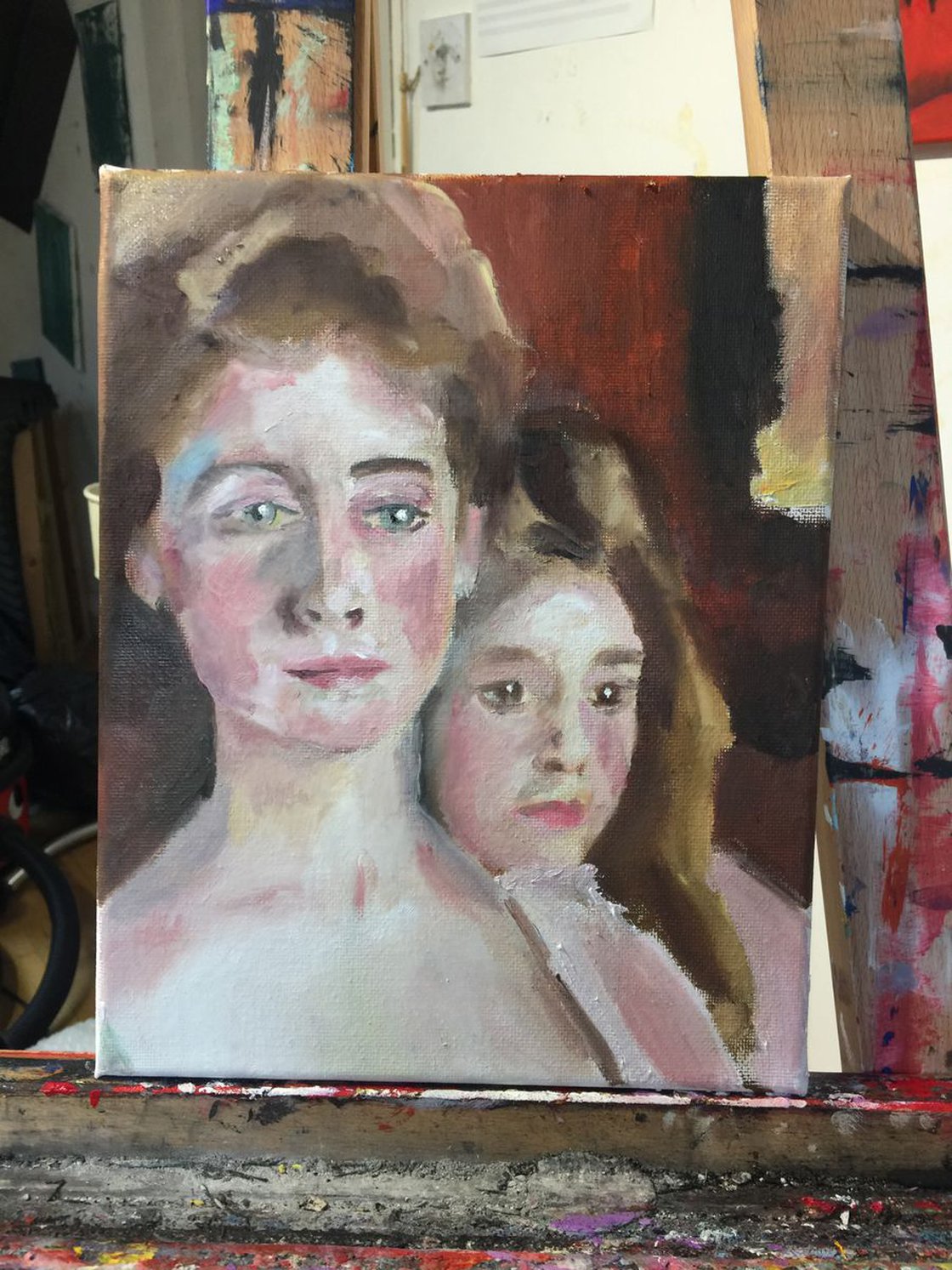12x9 Oil Study Of John Singer Sargent john "Mrs Fiske Warren and Her Daughter Rachel. by Ryan Louder - Sold