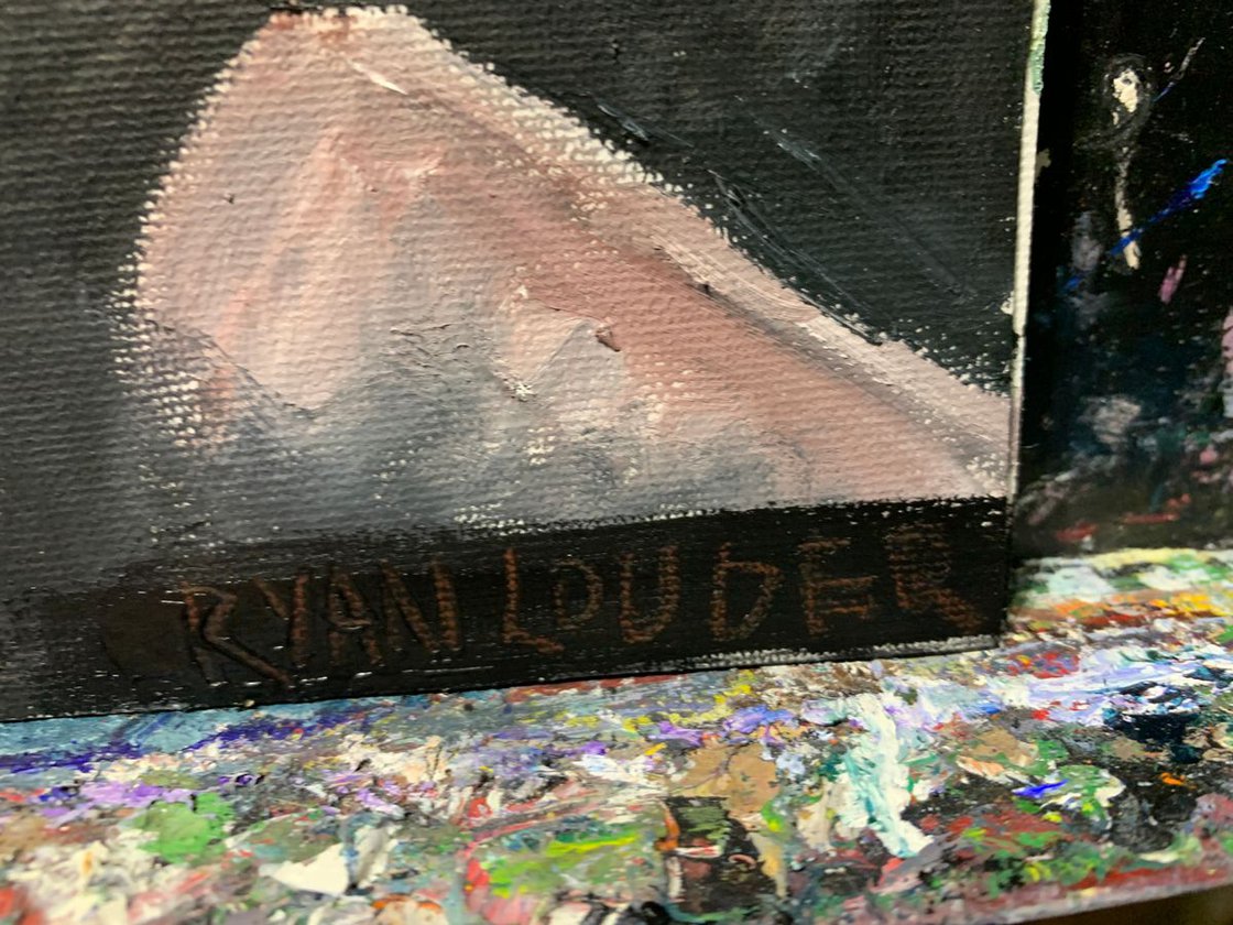 A painting titled 'Bruce Springsteen 1975 Born To Run by Ryan Louder' by Ryan Louder