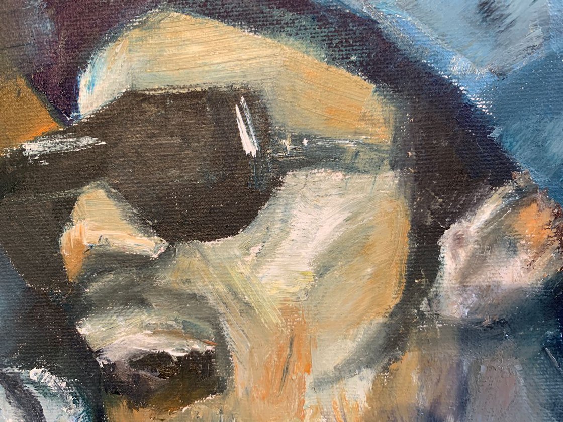 A painting titled 'Stevie Wonder by Ryan Louder' by Ryan Louder