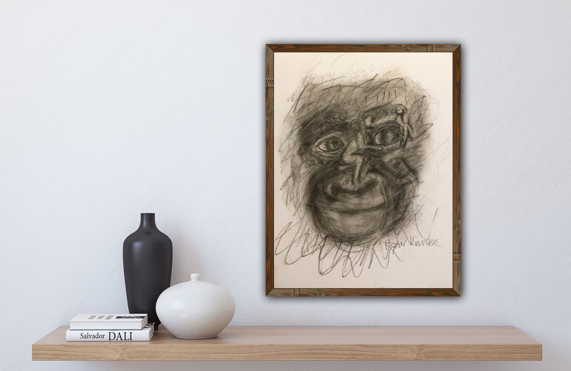 A painting titled 'Study of a Gorillas Face by Ryan Louder' by Ryan Louder