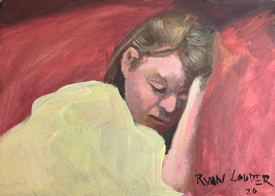 A painting titled 'Girl Sleeping by Ryan Louder' by Ryan Louder