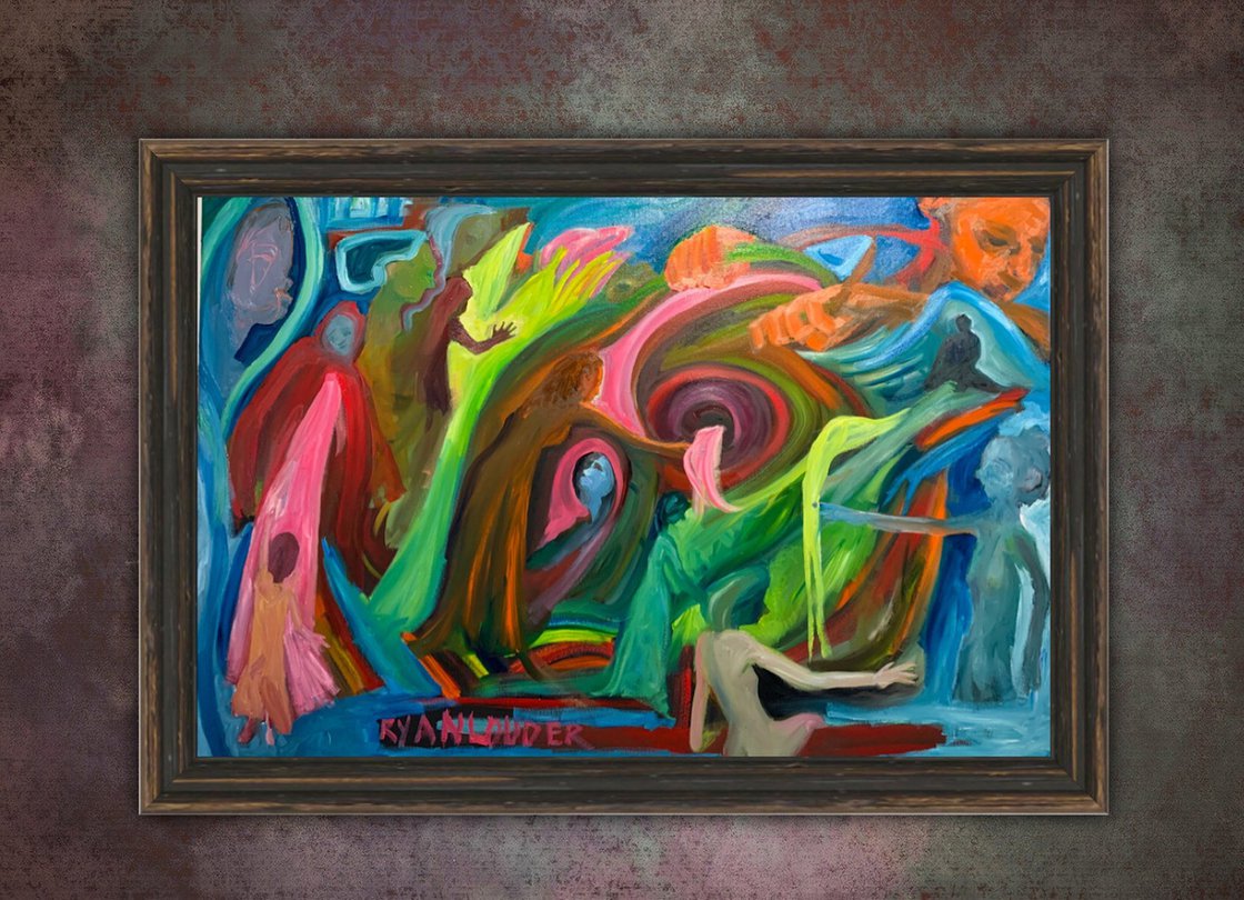 A painting titled 'Touching Waterfalls by Ryan Louder' by Ryan Louder