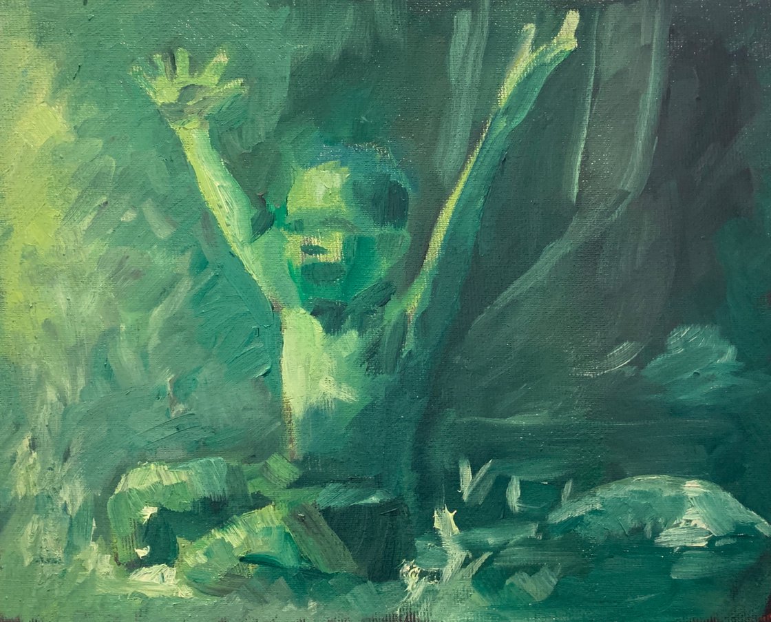 A painting titled 'Boy Swimming by Ryan Louder' by Ryan Louder